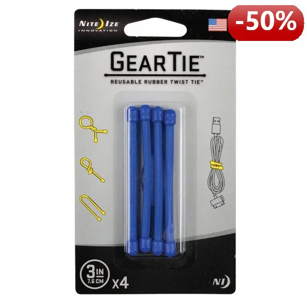 ⁨Nite Ize Cable set Gear Tie Original 3" rubber blue 4 pieces⁩ at Wasserman.eu