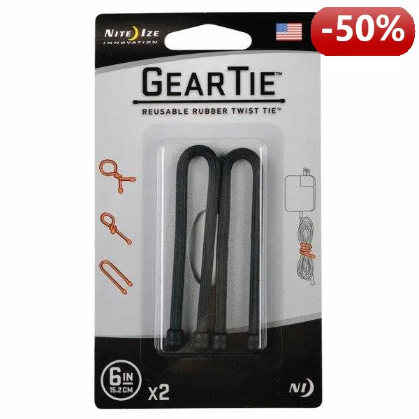 Nite Ize Kabelsatz Gear Tie Original 6" Gummi schwarz 2 Stück im Wasserman.eu