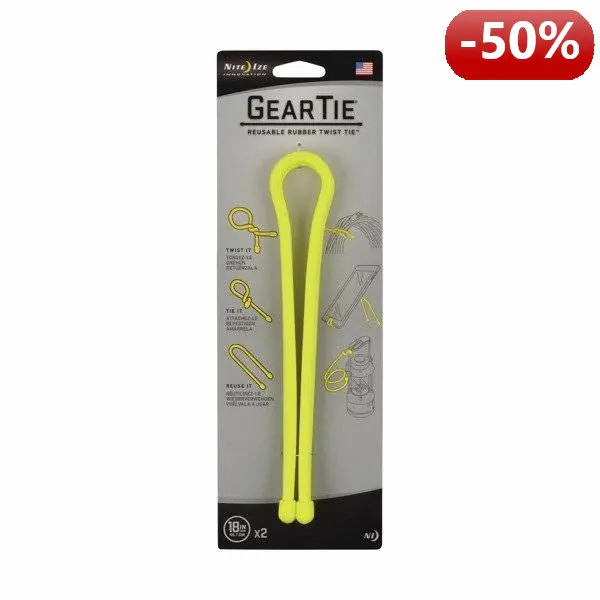 ⁨Nite Ize Cable set Gear Tie Original 18" rubber yellow neon 2 pieces⁩ at Wasserman.eu