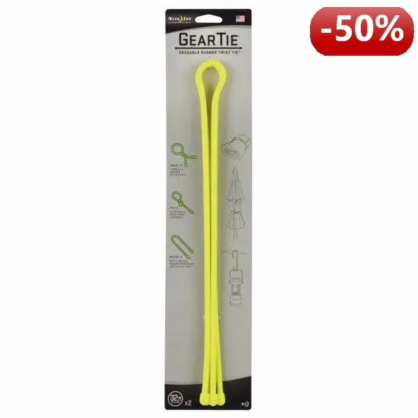 ⁨Nite Ize Cable set Gear Tie Original 32" rubber yellow neon 2 pieces⁩ at Wasserman.eu