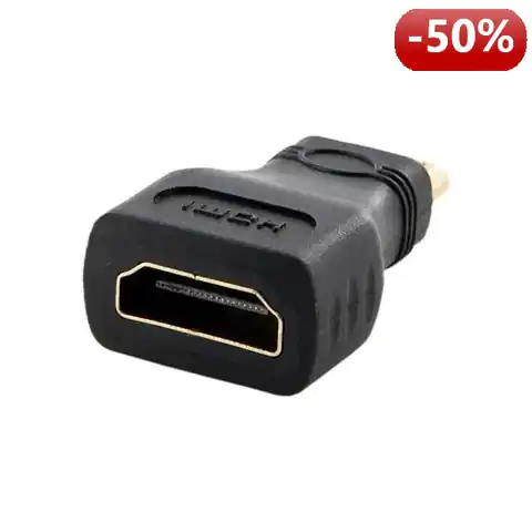 ⁨4World Adapter mini HDMI typ C [M] > HDMI [F], czarny⁩ w sklepie Wasserman.eu
