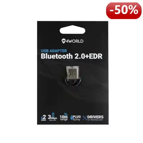 ⁨4World Adapter Bluetooth USB 2.0 + EDR2.1 Klasa 2⁩ w sklepie Wasserman.eu