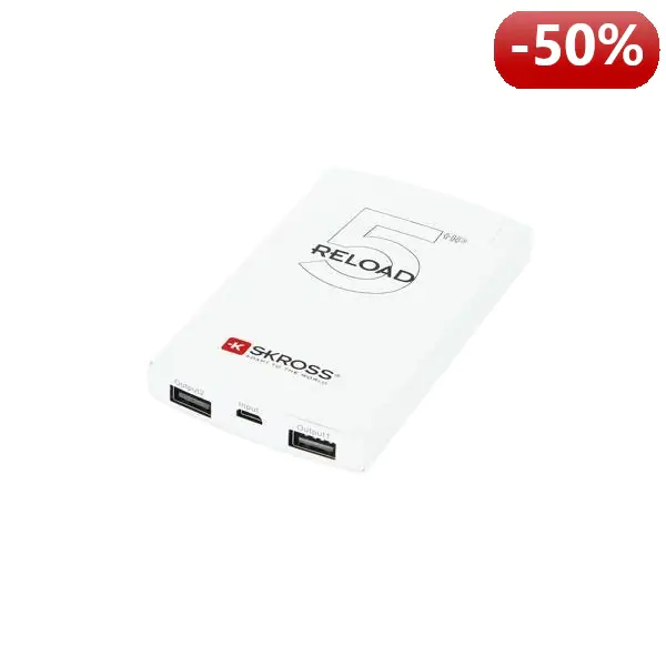 ⁨SKROSS Power bank Reload 5HP 1.302169 5000mAh+ kabel Micro USB, biały⁩ w sklepie Wasserman.eu