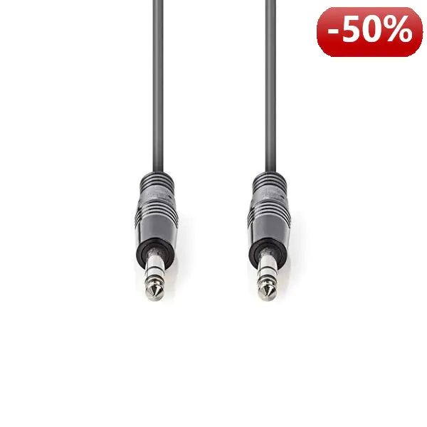 ⁨Nedis Balanced Audio Cable |  6.35 mm Male - 6.35 mm Male |  3.0 m |  Grey⁩ at Wasserman.eu