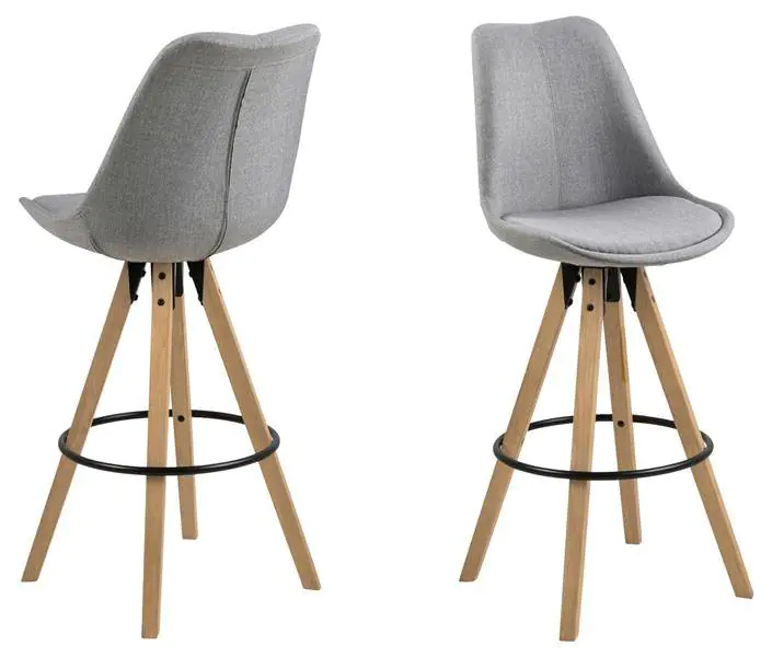 ⁨Dima Melange bar stool grey/wood (Natural colour)⁩ at Wasserman.eu