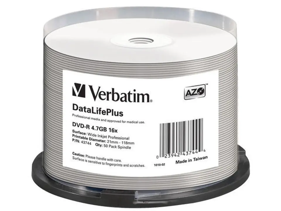 DVD-R 16x 4.7GB 50P CB Printable AZO DL+ NO ID at Wasserman.eu