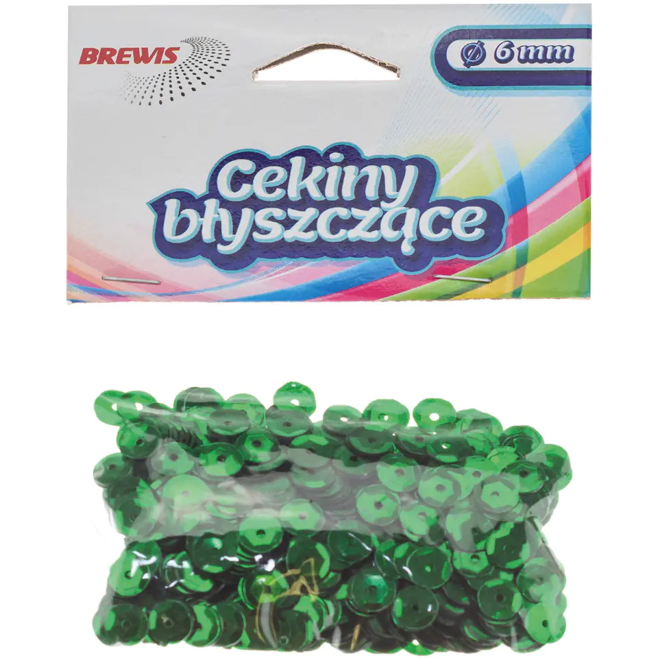 ⁨Cekiny błyszczące 6mm zielone B140 BREWIS⁩ w sklepie Wasserman.eu