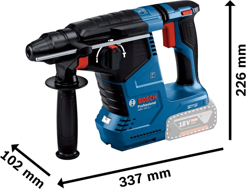 ⁨CORDLESS ROTARY IMPACT HAMMER SDS+ GBH 187-LI 0*AH⁩ at Wasserman.eu