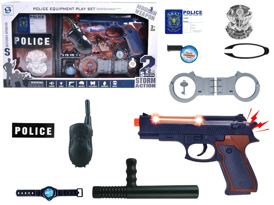 ⁨Large Police Handgun Kit with Sound Handcuffs Badge⁩ at Wasserman.eu