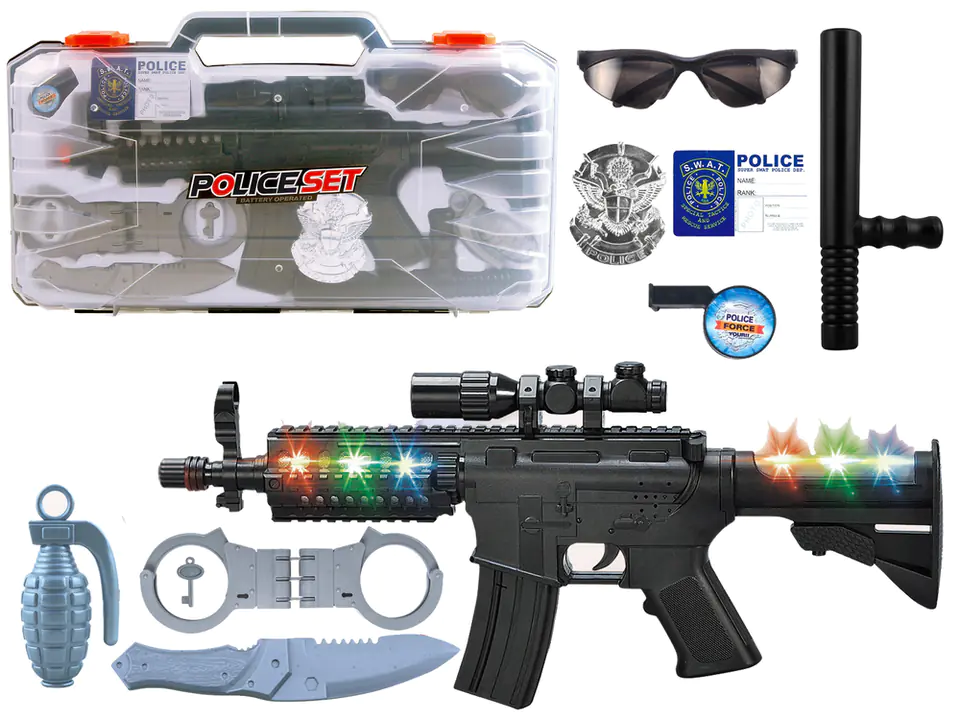 ⁨Police Kit Policeman in Suitcase Effects Light Sound Rifle⁩ at Wasserman.eu