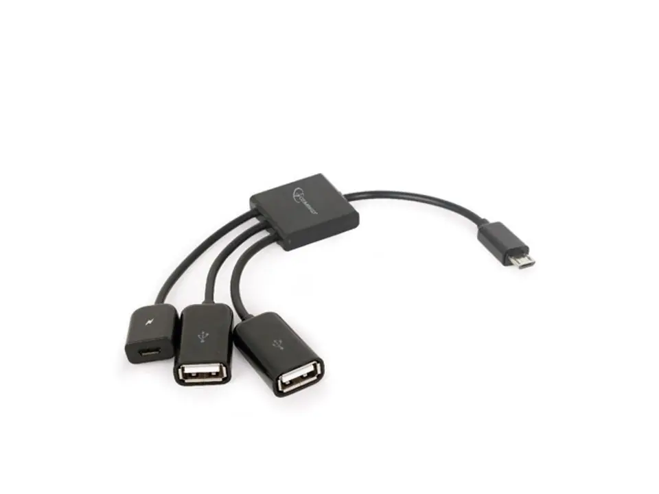 ⁨USB OTG cable Micro BM -> 2xUSB-AF + BF Micro 13cm⁩ at Wasserman.eu