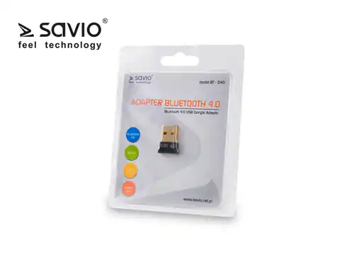 ⁨Adapter komputerowy USB Nano SAVIO BT-040 Bluetooth 4.0, 3Mb/s, zasięg 50m⁩ w sklepie Wasserman.eu