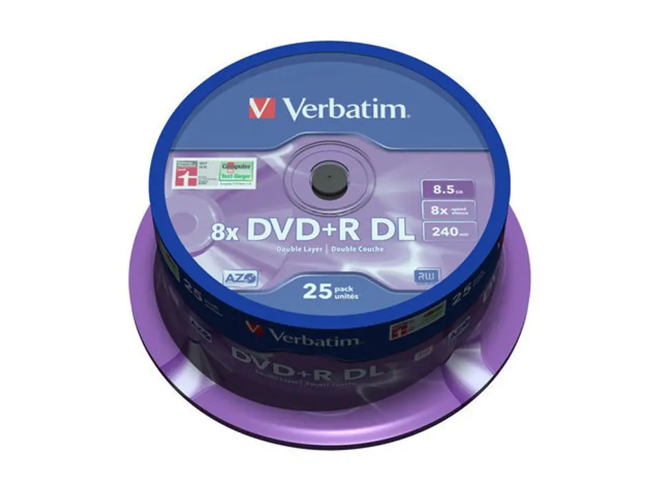 DVD+R 8x 8.5GB 25P CB Double Layer 43757 at Wasserman.eu
