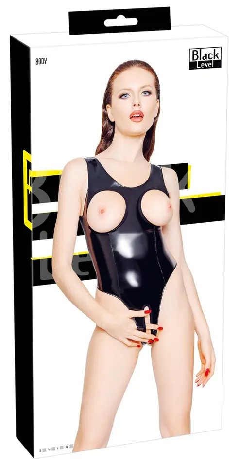 ⁨Body z winylu z odkrytymi piersiami S Black Level⁩ w sklepie Wasserman.eu