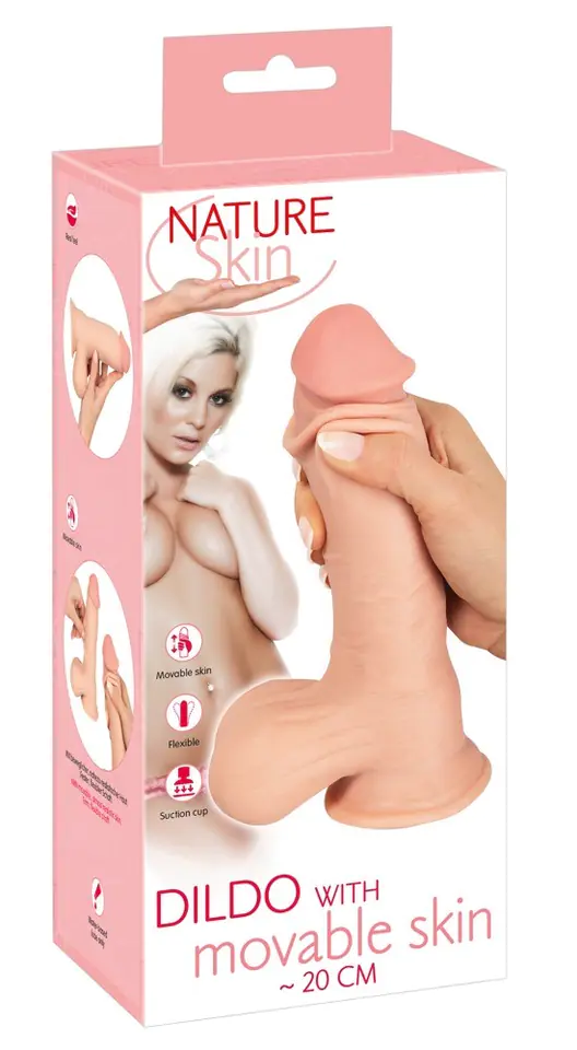 ⁨Dildo z ruchomą skórą 19,9cm Nature Skin⁩ w sklepie Wasserman.eu