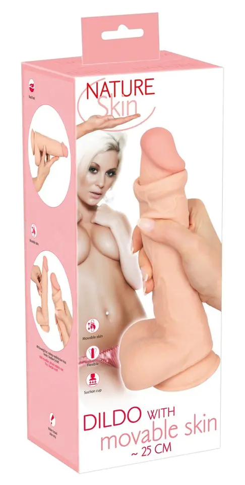 ⁨Dildo z ruchomą skórą 24,7cm Nature Skin⁩ w sklepie Wasserman.eu