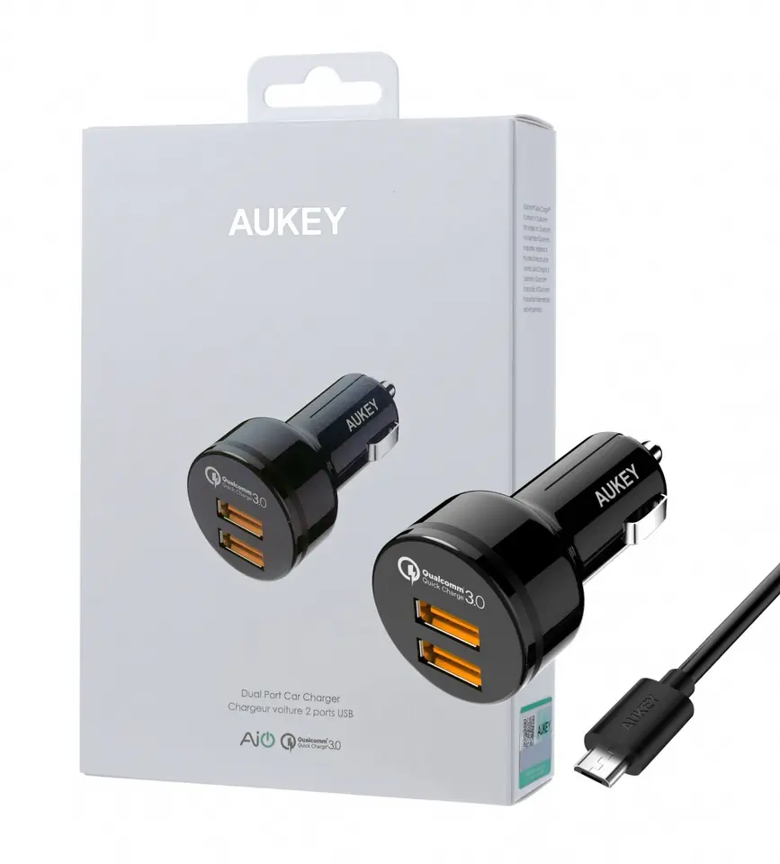 CC-T8 ultra-fast car charger 2xUSB 3.0 6A 36W + micro USB cable 1m at Wasserman.eu