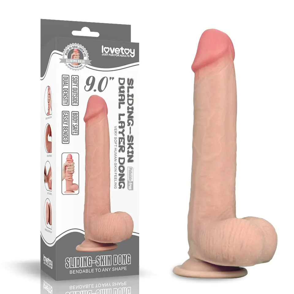 ⁨DILDO 9'' SLIDING SKIN DUAL LAYER DONG⁩ w sklepie Wasserman.eu