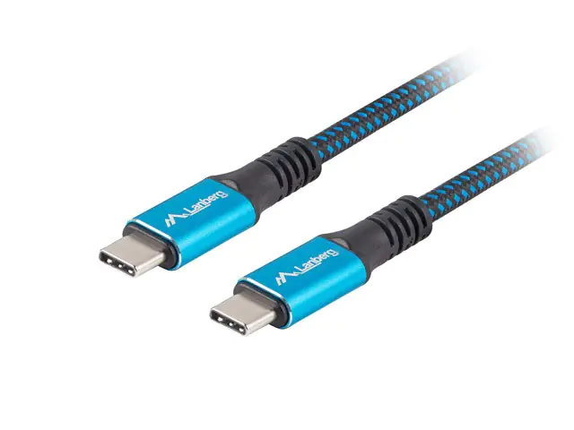 ⁨Lanberg CA-CMCM-45CU-0005-BK USB cable USB4 Gen 2x2 0.5 m USB C Black, Blue⁩ at Wasserman.eu