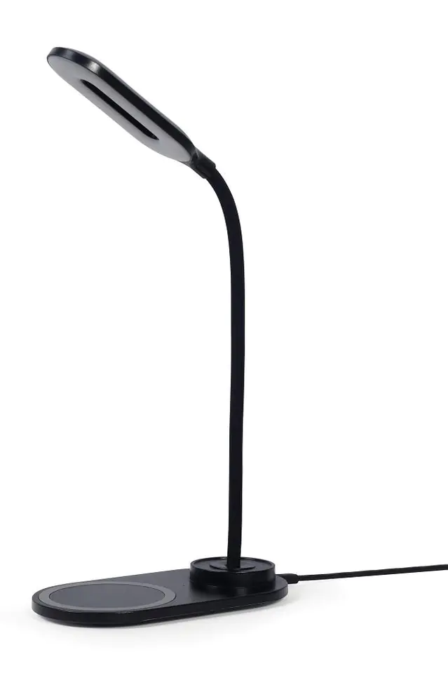 ⁨Lampka biurkowa LED z ładowarką bezprzewodową Gembird (czarna)⁩ w sklepie Wasserman.eu