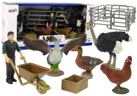 ⁨Zestaw 8 elementów Zwierzęta Wiejskie + Farmer Zagroda Akcesoria⁩ w sklepie Wasserman.eu