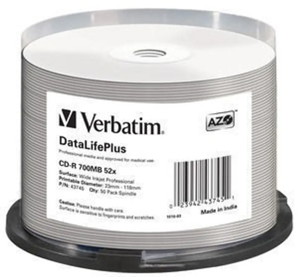 CD-R 52x 700MB 50P CB DL Printable Azo 43745 at Wasserman.eu