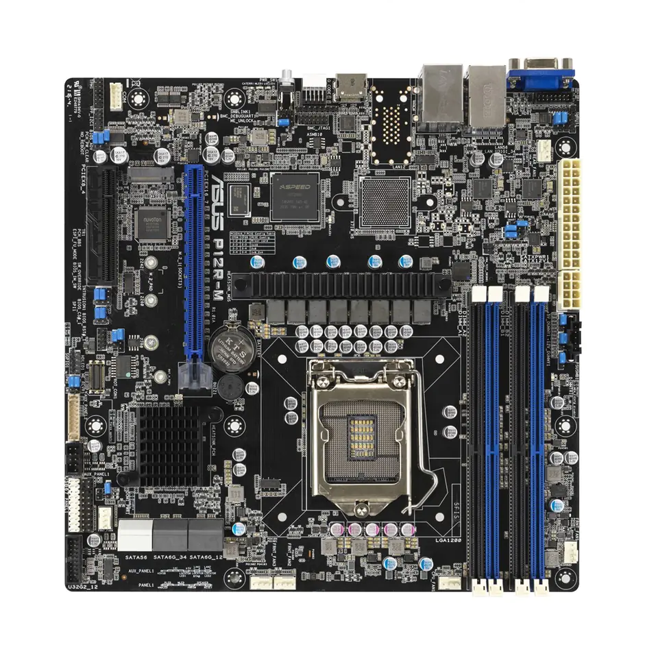 ⁨Płyta Serwerowa ASUS P12R-M LGA-1200,C252, 4*DIMM, 1*PCIe x8 slot, 1*PCIe 16 slot, 6*SATA ports, 1*M2, 2 x Intel® I210AT + 1 x Mgmt LAN, MICROATX⁩ w sklepie Wasserman.eu