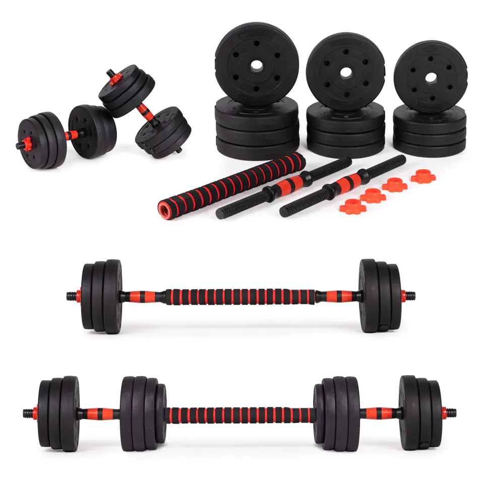 ⁨Adjustable dumbbells 2x 10kg barbell set 20kg neck⁩ at Wasserman.eu