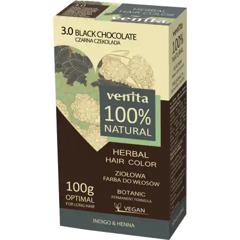 ⁨Venita Herbal Hair Color ziołowa farba do włosów 3.0 Czarna Czekolada 100g⁩ w sklepie Wasserman.eu