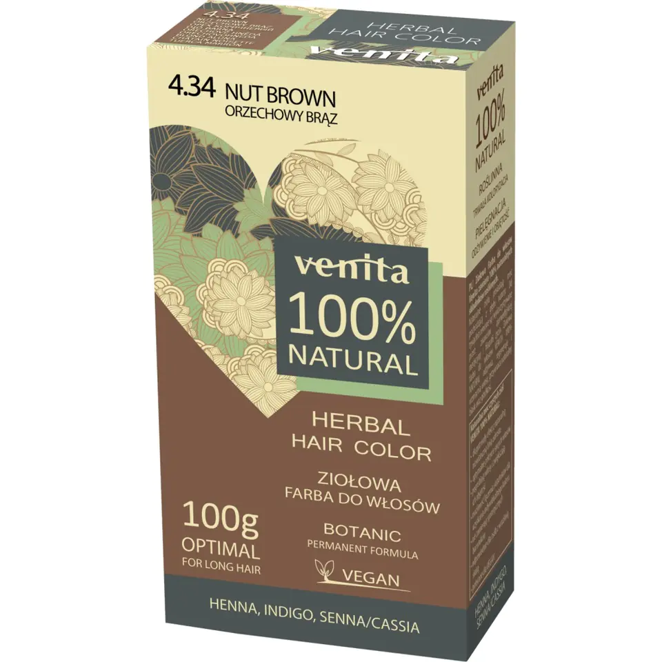 ⁨Venita Herbal Hair Color ziołowa farba do włosów 4.34 Orzechowy Brąz 100g⁩ w sklepie Wasserman.eu