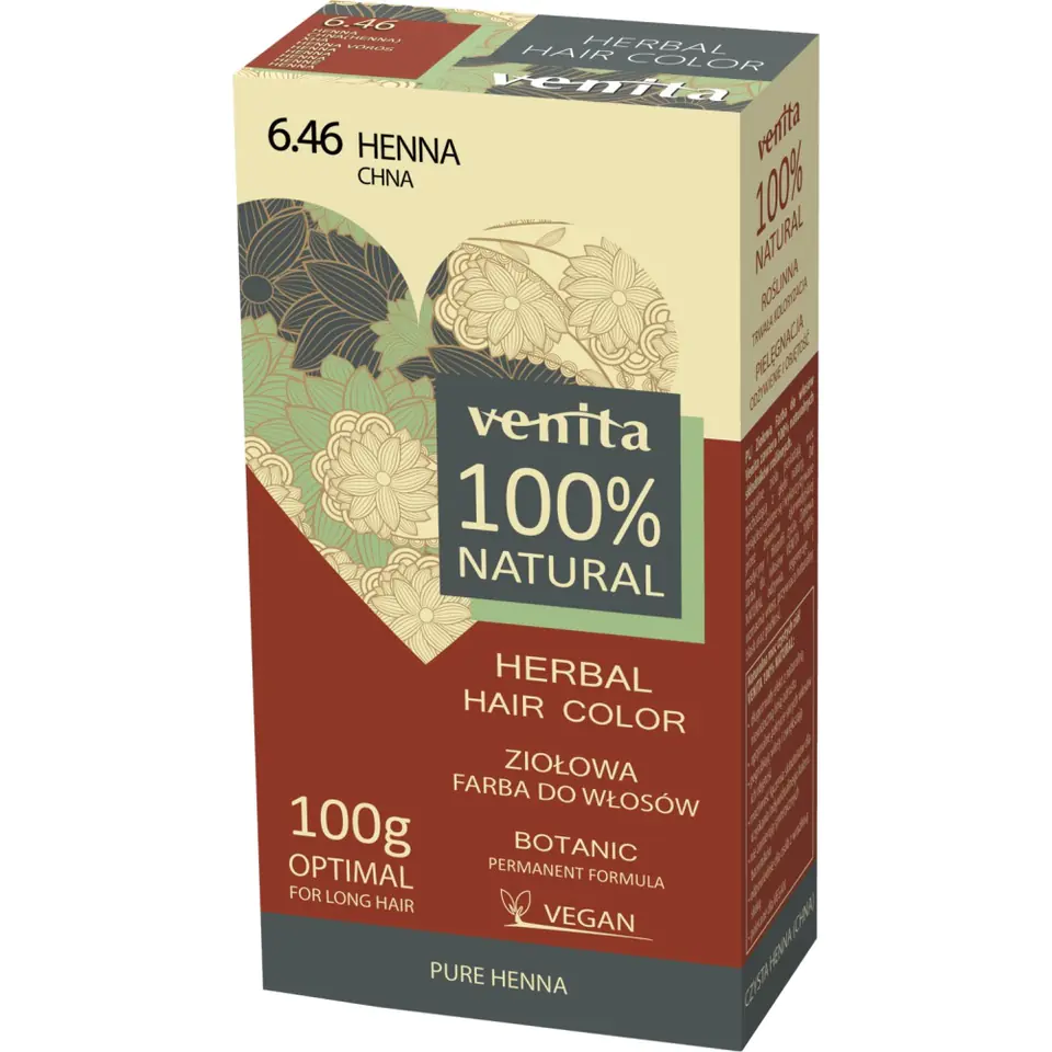 ⁨Venita Herbal Hair Color ziołowa farba do włosów 6.46 Chna 100g⁩ w sklepie Wasserman.eu