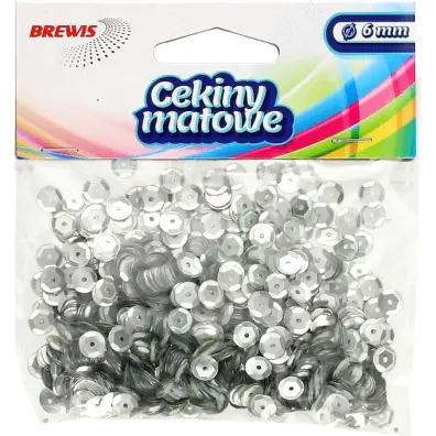 ⁨Cekiny matowe 6mm srebrne 10g. M20 BREWIS⁩ w sklepie Wasserman.eu