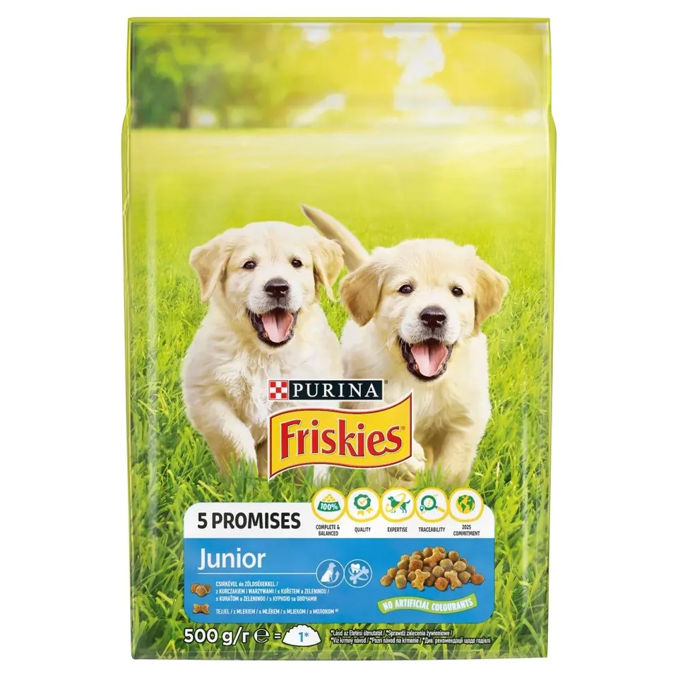 ⁨PURINA Friskies Junior z kurczakiem - sucha karma dla szczeniąt - 500g⁩ w sklepie Wasserman.eu