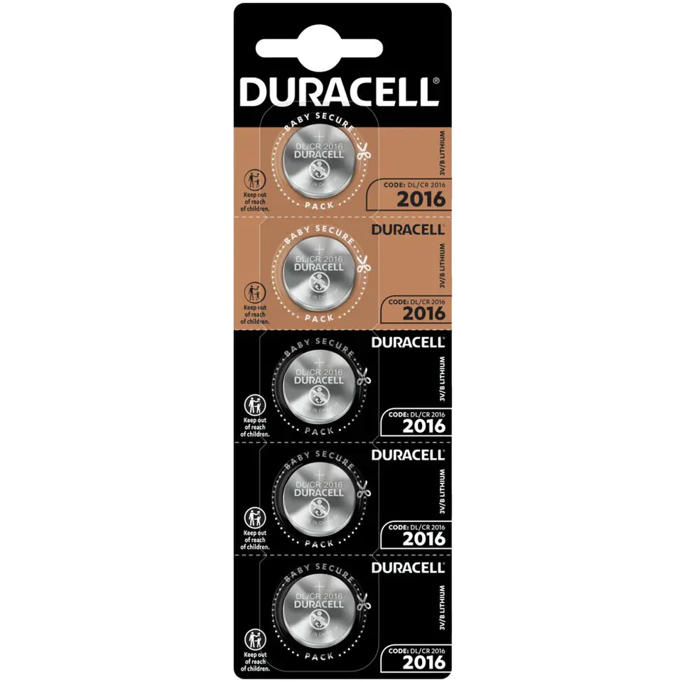 ⁨DURACELL CR2016/DL2016/ECR2016 lithium blister battery (5pcs)⁩ at Wasserman.eu