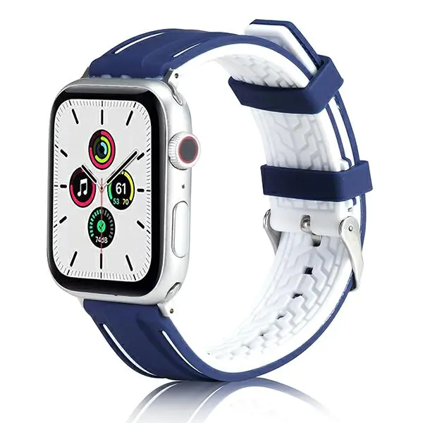 ⁨Beline pasek Apple Watch Solid Silicone 42/44/45/49mm granatowo-biały  navy/white⁩ w sklepie Wasserman.eu