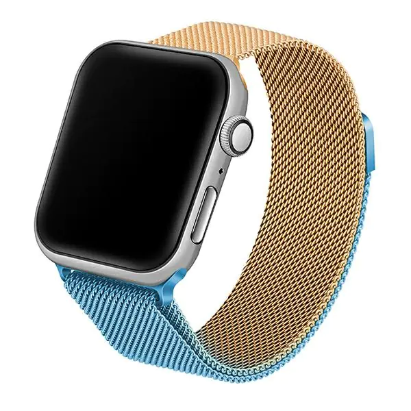 ⁨Beline pasek Apple Watch Steel 42/44/45/49mm niebiesko-złoty blue/gold⁩ w sklepie Wasserman.eu