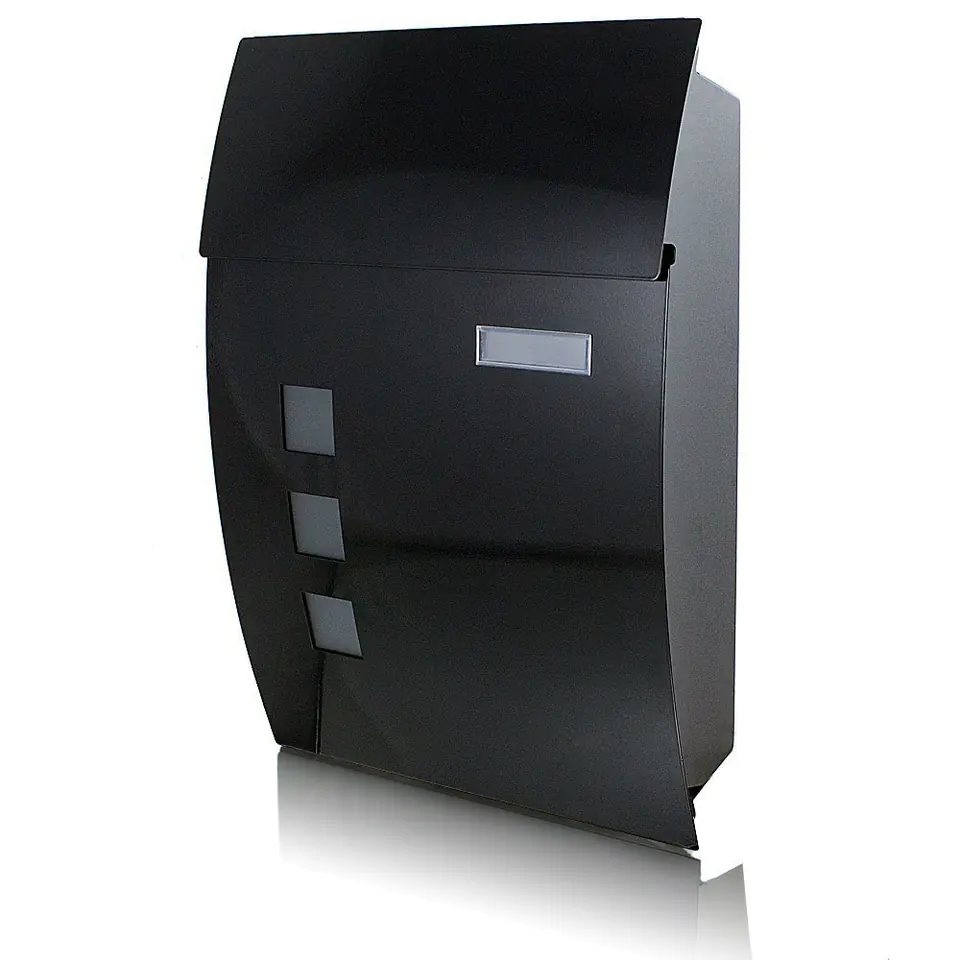 ⁨BLACK MAILBOX FOR LETTERS NEWSPAPERS MODERN POWDER COATED STEEL⁩ at Wasserman.eu