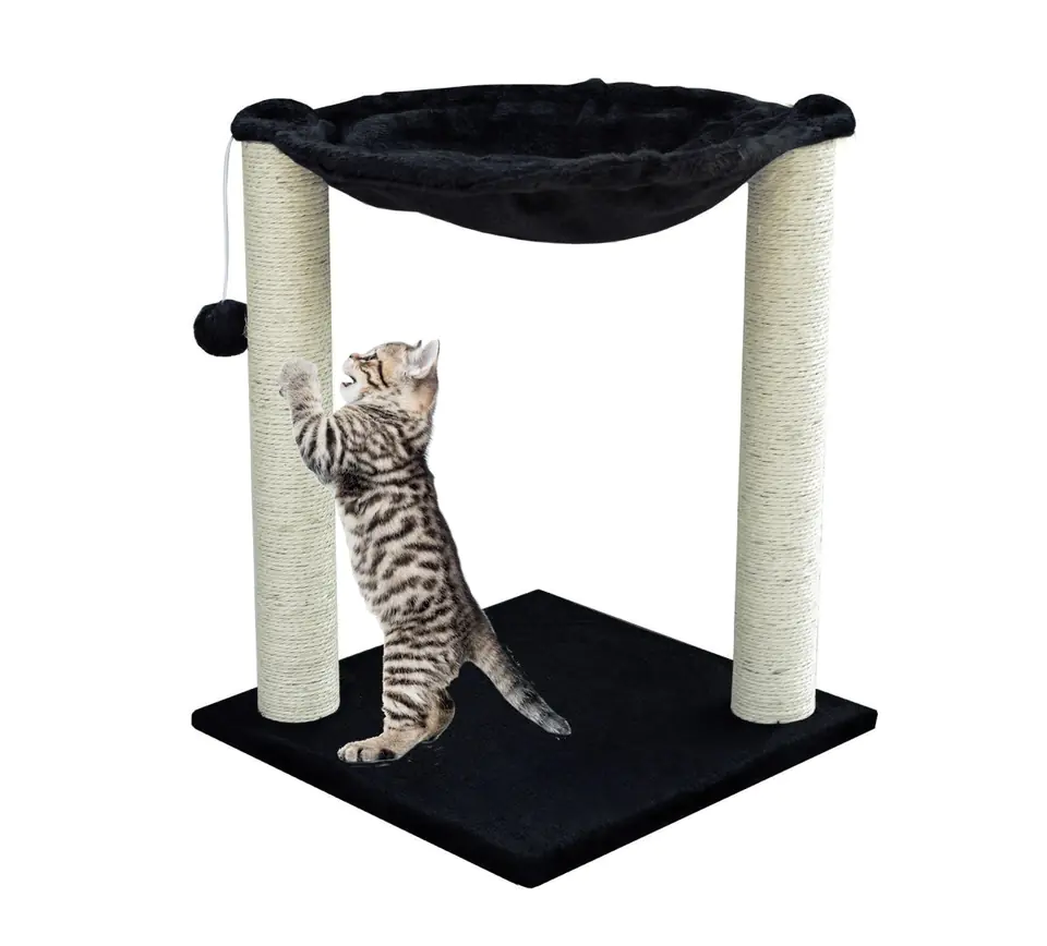 ⁨Black Cat tree cat tree lair/hammock standing on sisal posts⁩ at Wasserman.eu