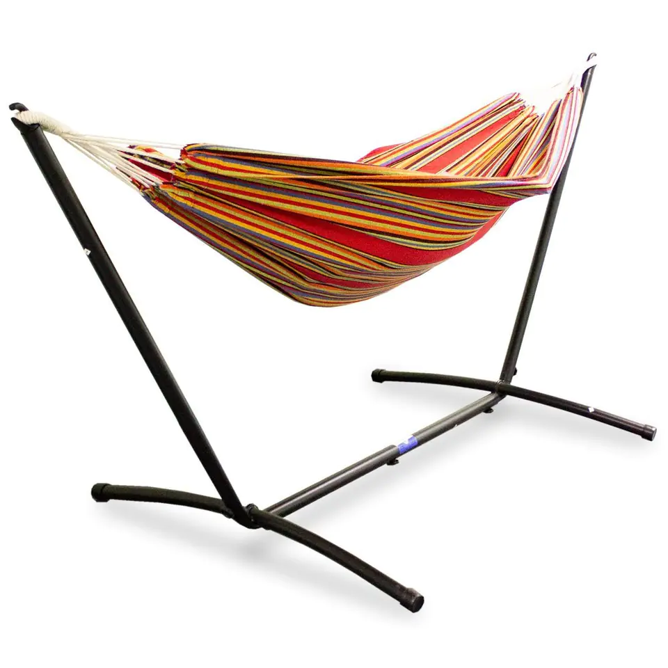 ⁨Hammock for the terrace for the garden on the frame metal stand with stripes External⁩ at Wasserman.eu