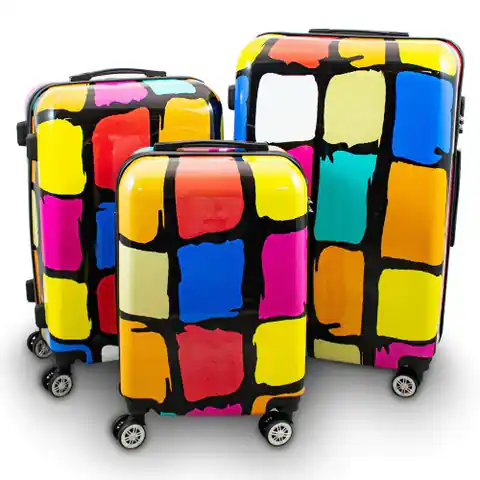 ⁨Komplet walizek do samolotu podróży XL+L+M poliwęglanowe mocne 3szt⁩ w sklepie Wasserman.eu