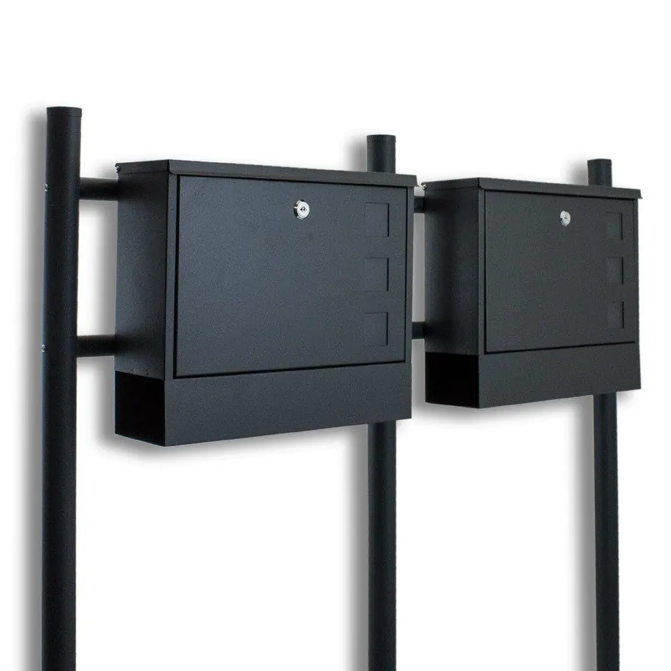 ⁨Modern Double Letterbox With Gazette Magazine Dark Grey Stand⁩ at Wasserman.eu