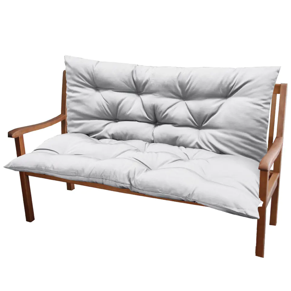 ⁨Poduszka ogrodowa jasno szara podwójna na ławkę huśtawkę z oparciem 120x100cm⁩ w sklepie Wasserman.eu