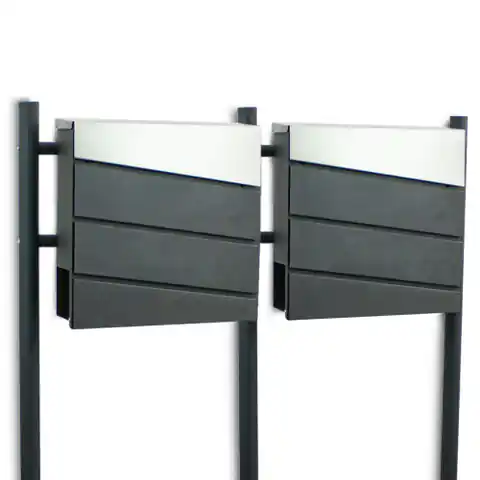 ⁨Mailbox for letters with newspaper 2 pcs set on a stand / post⁩ at Wasserman.eu