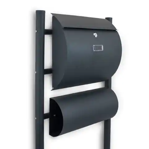 ⁨Mailbox on stand Dark gray stainless steel for letters + tube⁩ at Wasserman.eu