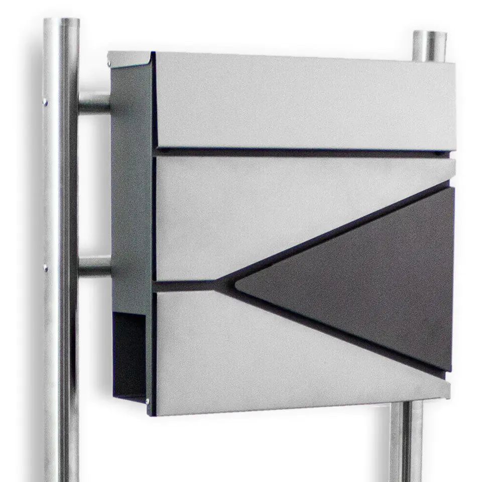 ⁨Mailbox on inox steel stand with newspaper holder strong resistant⁩ at Wasserman.eu