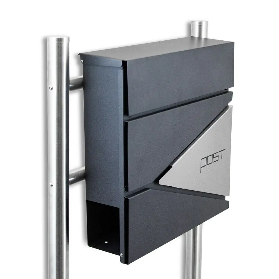 ⁨Modern Mailbox on Stand Standing Post Large Graphite⁩ at Wasserman.eu