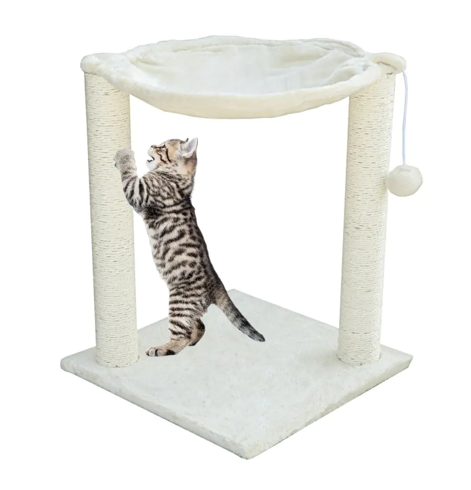 ⁨Standing cat scratching post / hammock on two sisal posts durable deckchair⁩ at Wasserman.eu