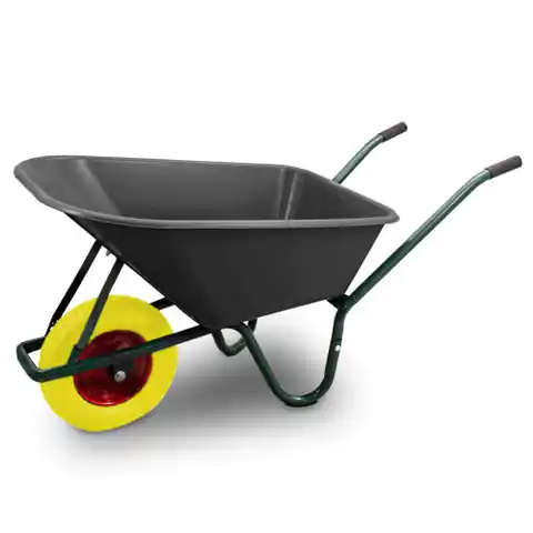 ⁨Durable wheelbarrow with PVC bowl strong with full wheel Garden trolley 250kg⁩ at Wasserman.eu