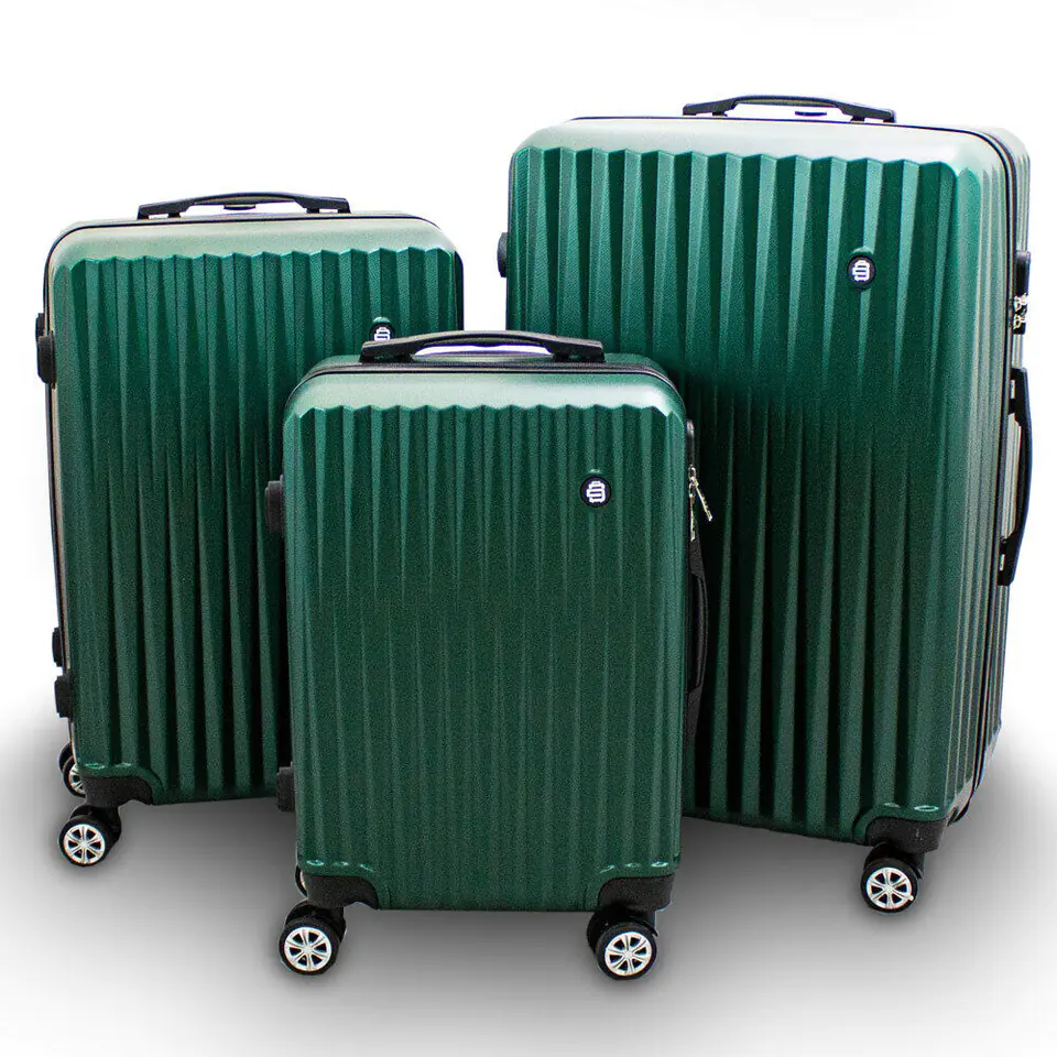 ⁨Travel Bags ABS Suitcases For Airplane Cabin Set 3pcs Green⁩ at Wasserman.eu