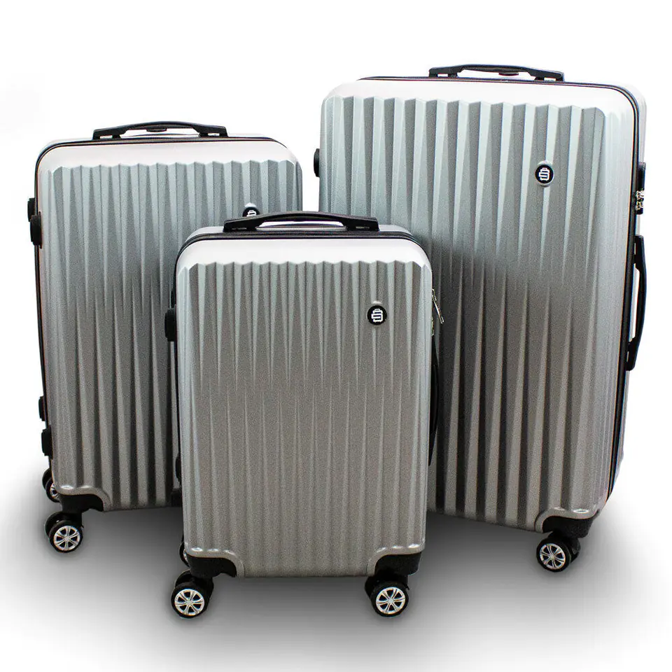 ⁨Travel cases XL+L+M strong ABS plastic on wheels 360 silver⁩ at Wasserman.eu